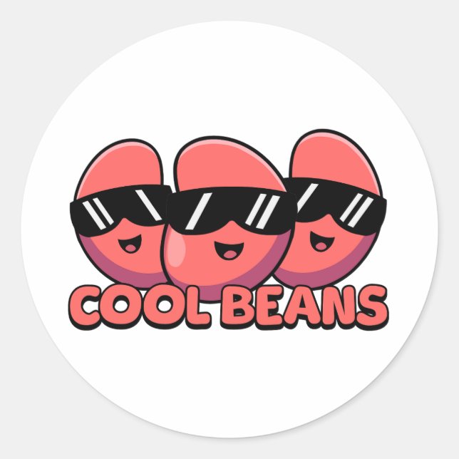Cool Beans! Cute Kidney Bean Pun Classic Round Sticker (Front)