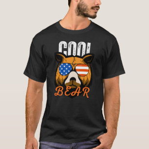 Cool Bear American Flag Sunglasses Streetwear Gra T-Shirt