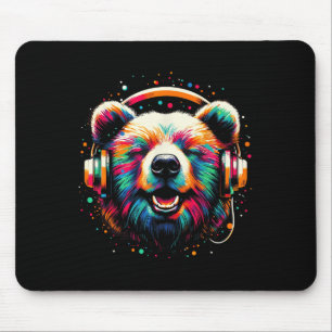 Cool Bear Headphone Music Art Christmas Birthday Mouse Pad