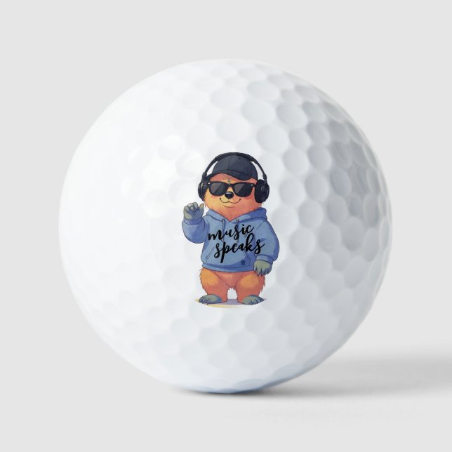 cool bear illustration, golf balls (Front)