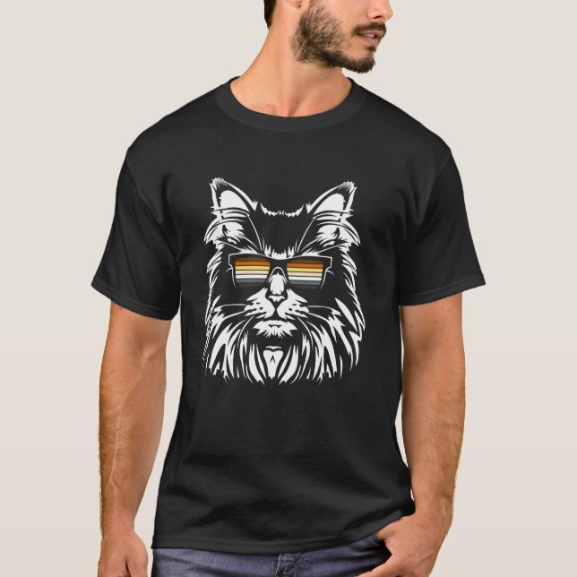 Cool Bear Pride Cat with Sunglasses Bold Retro T-Shirt (Front)