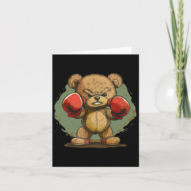 Cool Bear With Boxing Gloves Outfit  Card (Front)