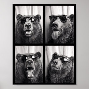 Cool Bear With Sungles Photobooth Funny Gly Bear Poster