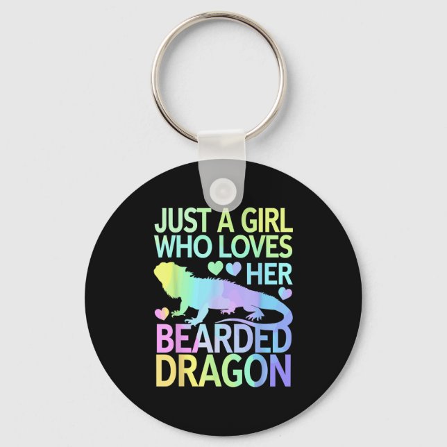 Cool Bearded Dragon Art For Women Girls Bearded Dr Keychain (Front)