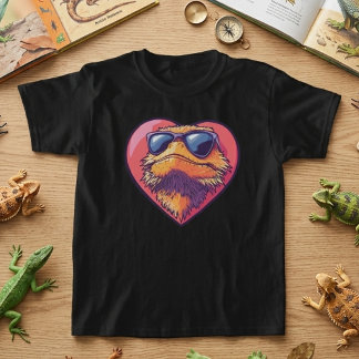 Cool Bearded Dragon Sunglasses Heart T-Shirt