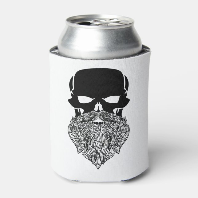 Cool bearded skull Jolly Roger Can Cooler (Can Front)