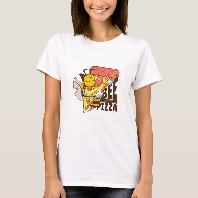 Cool Bee Loves Pizza Puns T-Shirt (Front)