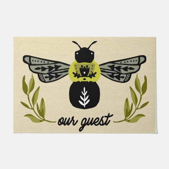 Cool Bee Our Guest Mat, Home Decor Doormat (Front)