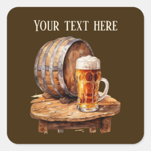 Cool beer add text  square sticker