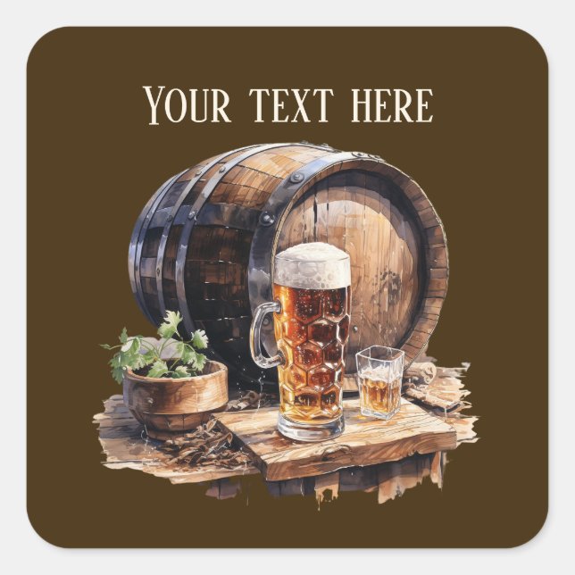 Cool beer add text  square sticker (Front)
