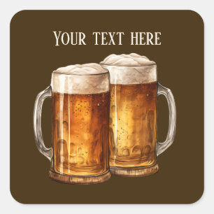 Cool beer add text square sticker