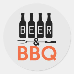 Cool beer BBQ word art Classic Round Sticker