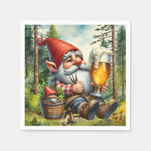 Cool beer gnome party napkin