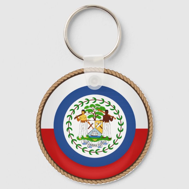 Cool Belize Flag Seal Keychain (Front)