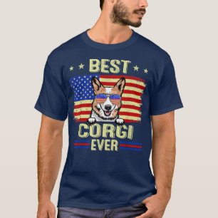 Cool Best Corgi Ever USA Flag 4th Of July  T-Shirt