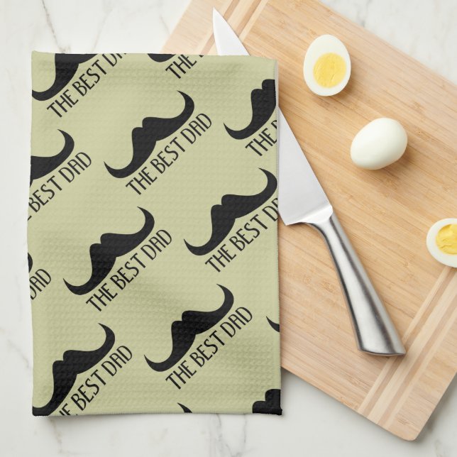 Cool best Dad Black Moustache Father Day pattern Kitchen Towel (Quarter Fold)