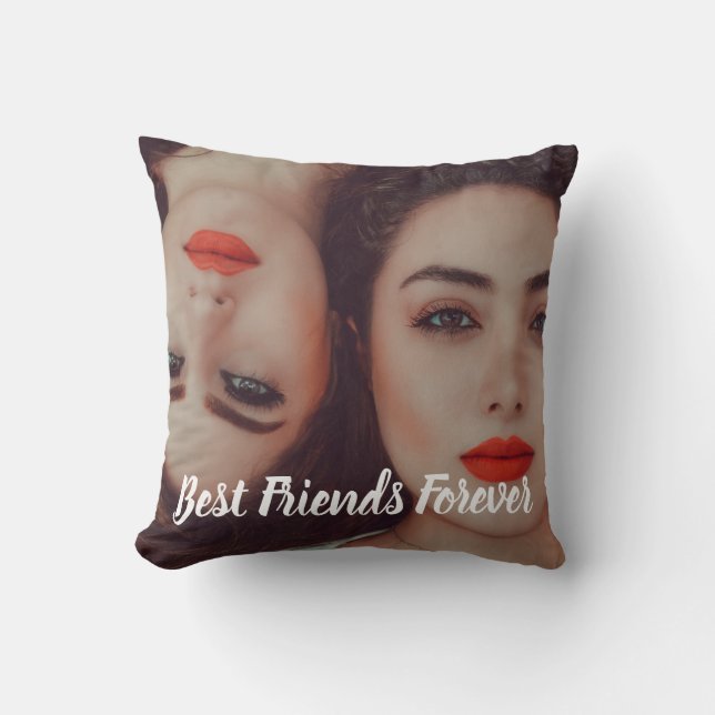 Cool Best Friends Forever Photo Throw Pillow (Front)