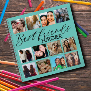 Cool Best Friends Forever Teal 9 Photo Notebook