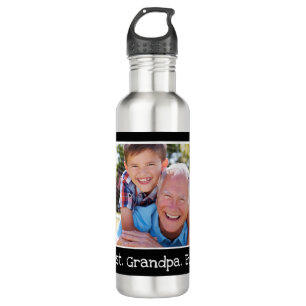 Cool Best Grandpa Ever Photo Personalized Black 710 Ml Water Bottle