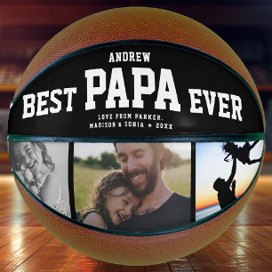 Cool BEST PAPA EVER Modern Trendy Photo Collage Basketball