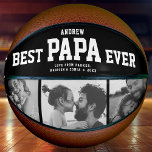Cool BEST PAPA EVER Modern Trendy Photo Collage Basketball<br><div class="desc">Perfect for the coolest dad you love: A BEST PAPA EVER customized basketball with 3 favourite photos in trendy black and white, his name, and a sweet message from you as well as names and year. Great Father's Day gift or an awesome surprise for his birthday, surely a keepsake he'll...</div>