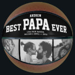 Cool BEST PAPA EVER Modern Trendy Photo Collage Basketball<br><div class="desc">Perfect for the coolest dad you love: A BEST PAPA EVER customized basketball with 3 favourite photos in trendy black and white, his name, and a sweet message from you as well as names and year. Great Father's Day gift or an awesome surprise for his birthday, surely a keepsake he'll...</div>