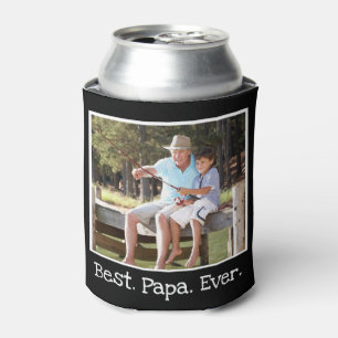 Cool Best Papa Ever Photo Personalized Black Ca Can Cooler