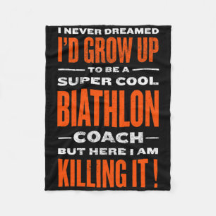 Cool Biathlon Coach Funny Biathlete Humour Winter Fleece Blanket