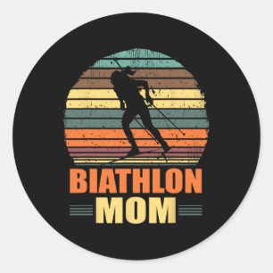 Cool Biathlon Mom Funny Biathlete Shooting Skiing Classic Round Sticker