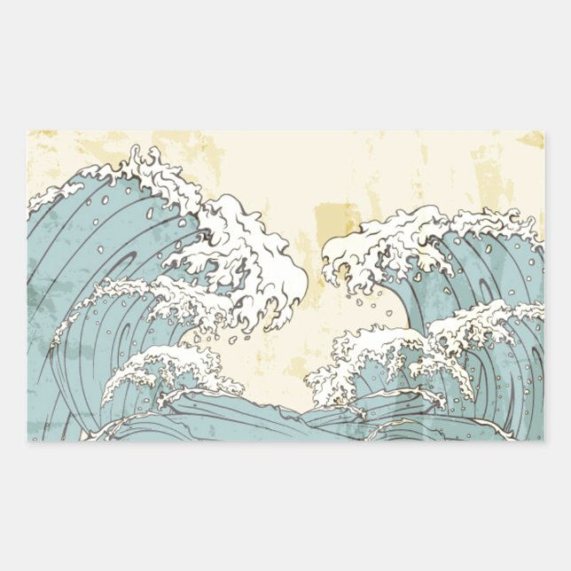Cool big blue ocean waves image sticker (Front)