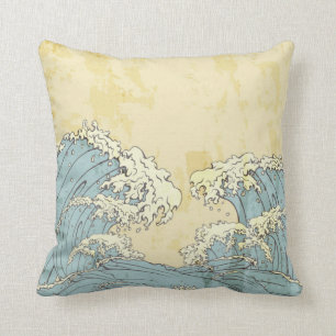 Cool big blue ocean waves image throw pillow
