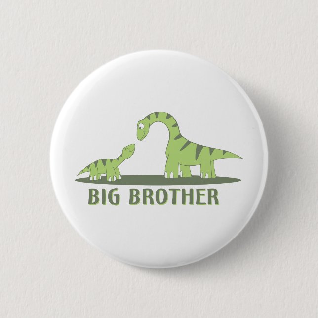 Cool Big Brother Shirt - Dinosaur Theme 2 Inch Round Button (Front)