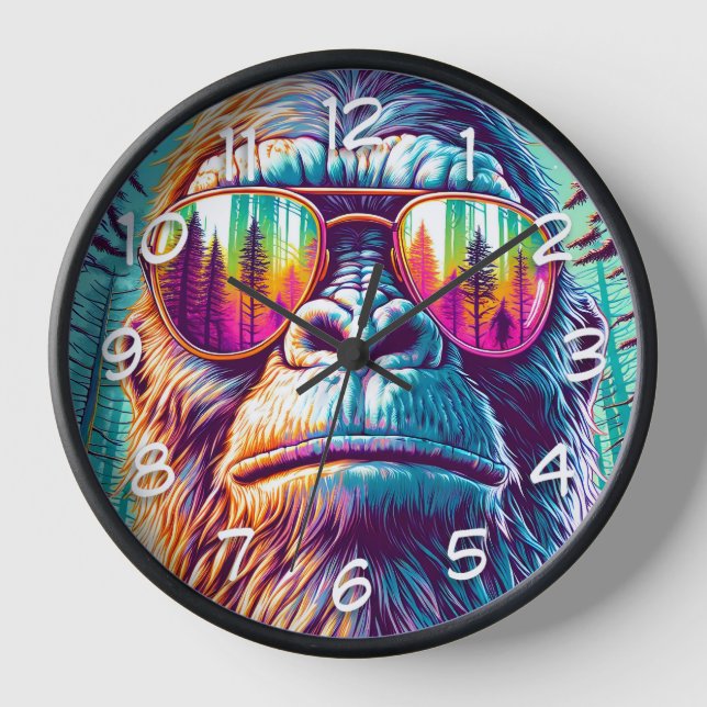 Cool Bigfoot in Hip Sunglasses Clock (Front)