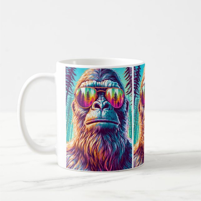 Cool Bigfoot in Hip Sunglasses Coffee Mug (Left)