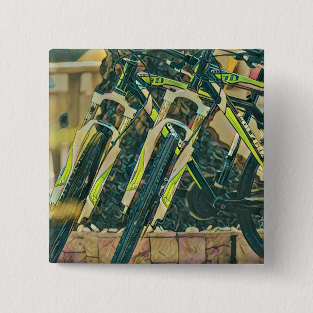 Cool bike artwork 2 inch square button (Front)