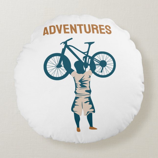 Cool Biker - Adventures Round Pillow (Front)