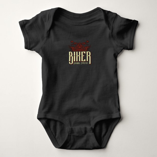 Cool Biker Design - Original Typeface Baby Bodysuit (Front)