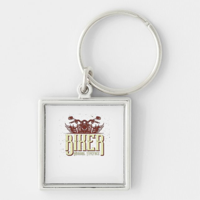 Cool Biker Design - Original Typeface Keychain (Front)