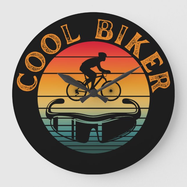 Cool Biker Sunset Sunglasses Large Clock (Front)