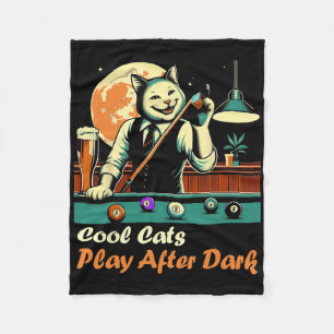 Cool Billiard Playing Kitty Cat Fleece Blanket