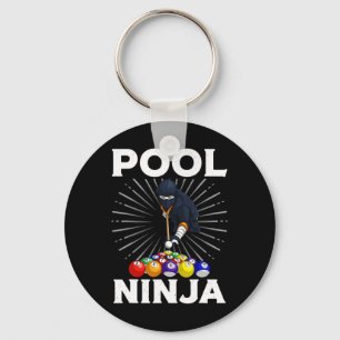 Cool Billiards Art For Men Women Pool Player Ninja Keychain