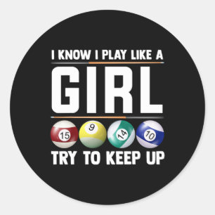 Cool Billiards Art For Women Girl Pool Player 8 Ba Classic Round Sticker