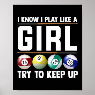 Cool Billiards Art For Women Girl Pool Player 8 Ba Poster
