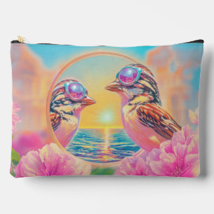 Cool Birds with Sunglasses at Sunset Accessory Pouch