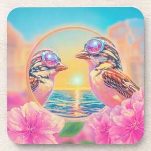 Cool Birds with Sunglasses at Sunset Coaster