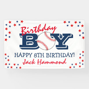 Cool 'Birthday Boy' Baseball Sport Happy Birthday Banner