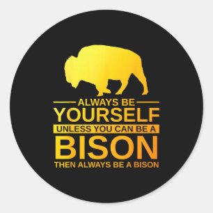 Cool Bison Design For Men Women Buffalo Animal Lov Classic Round Sticker