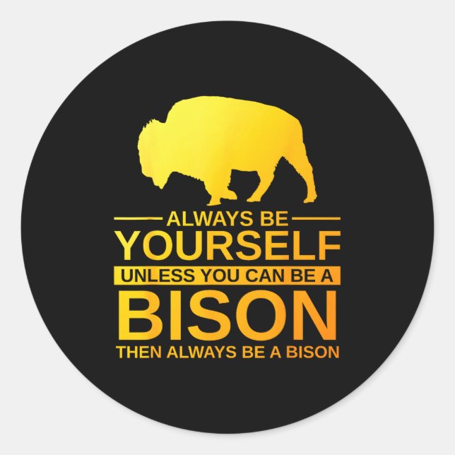 Cool Bison Design For Men Women Buffalo Animal Lov Classic Round Sticker (Front)