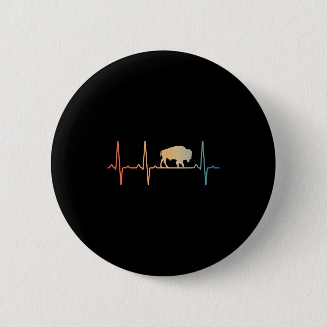 Cool Bison Design For Men Women Kids Buffalo Bison 2 Inch Round Button (Front)