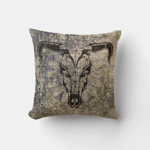 Cool Bison Portrait Crazy Vintage Style Pillow